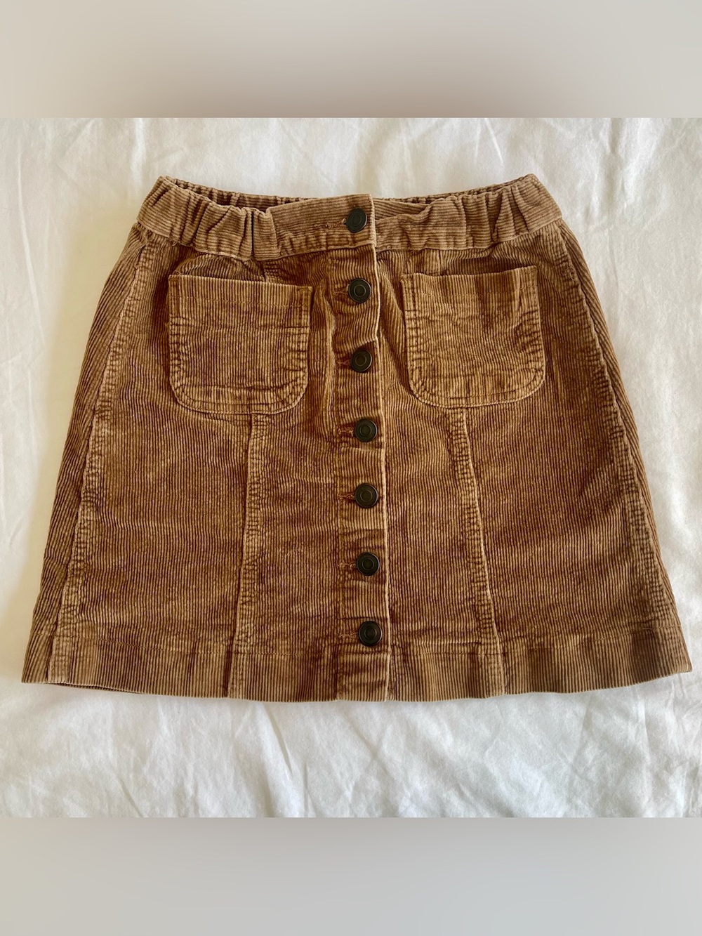 Brandy Melville Brown Corduroy Button-Front Mini Skirt
